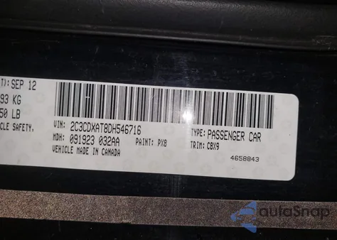 2013 Dodge Charger Police z USA, uszkodzony, nr VIN 2C3CDXAT8DH546716